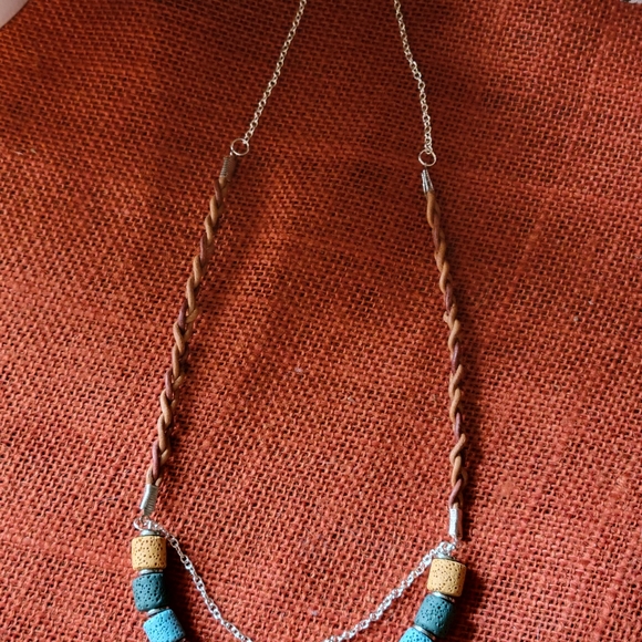 Christian WWJD Cross beaded - braided leather cord BOHO necklace. - Picture 3 of 3